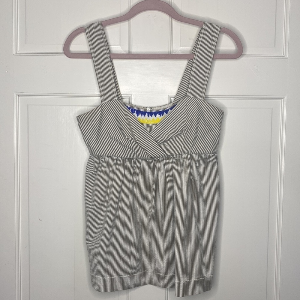 Vera Wang Lavender Label Striped Beaded Y2K Baby Doll Top